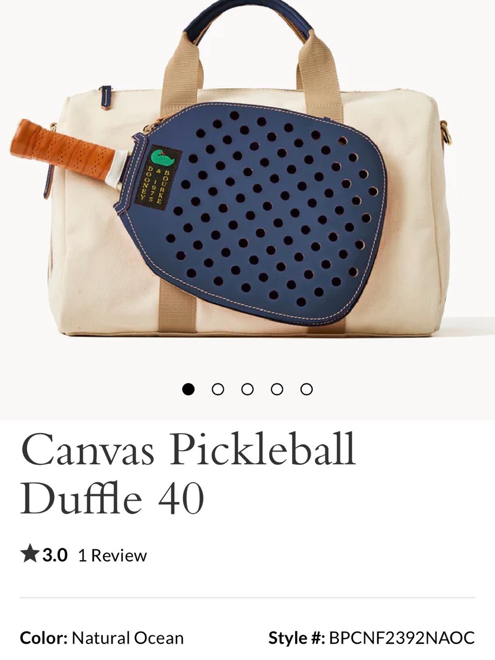Dooney & Bourke Canvas Pickleball Duffle 40 in Natural Ocean - Picture 7 of 10